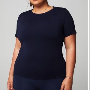 Fabletics Feather Tech Navy Short Sleeve Top - NWT